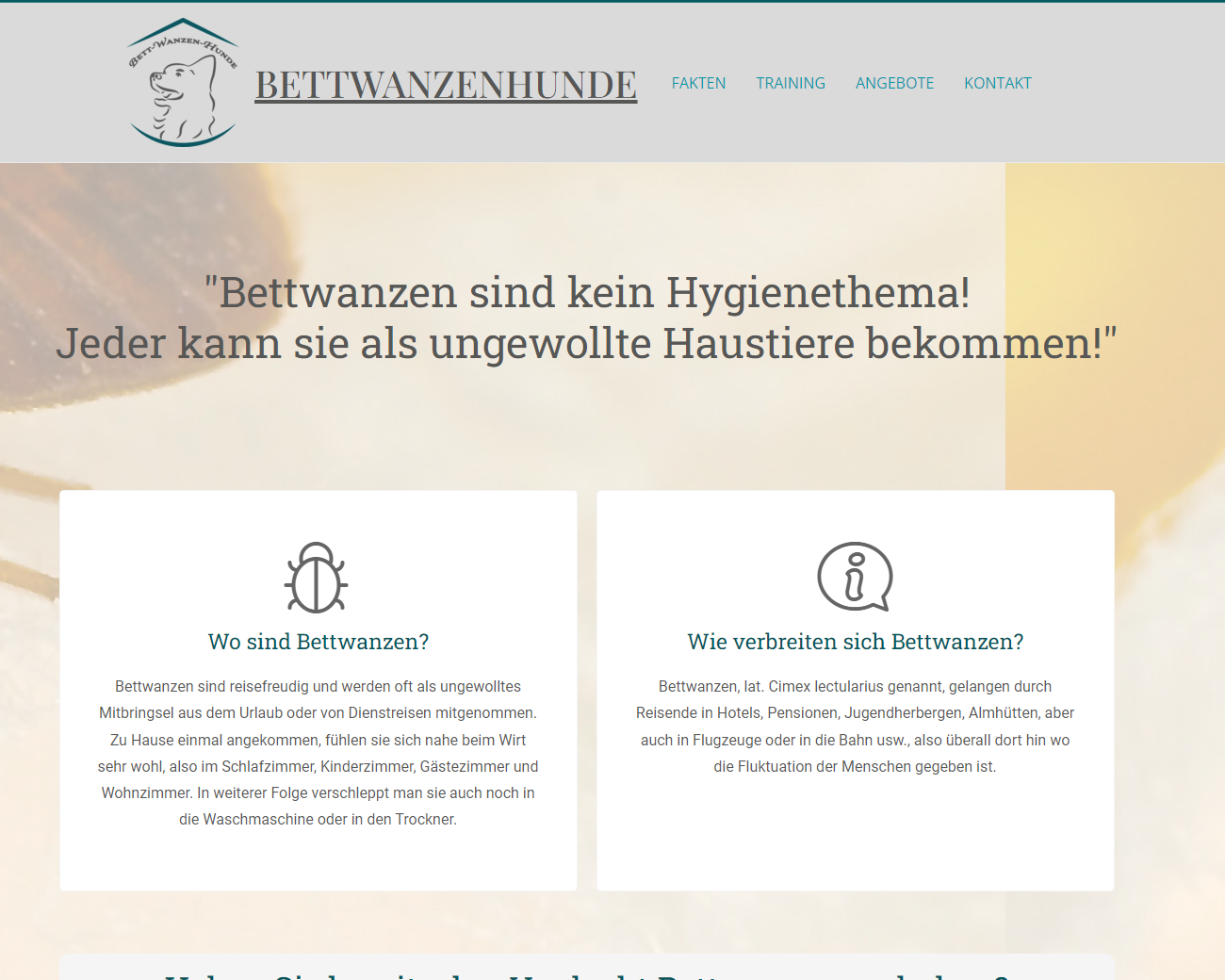 Screenshot Bettwanzenhunde Website