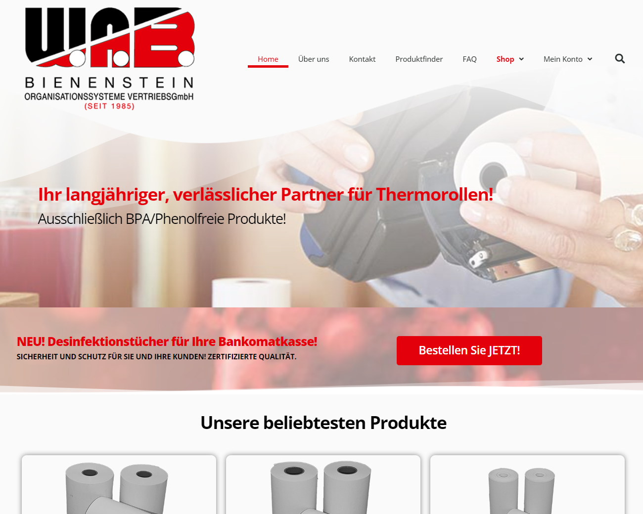 Screenshot Website Kunde WAB Bienenstein